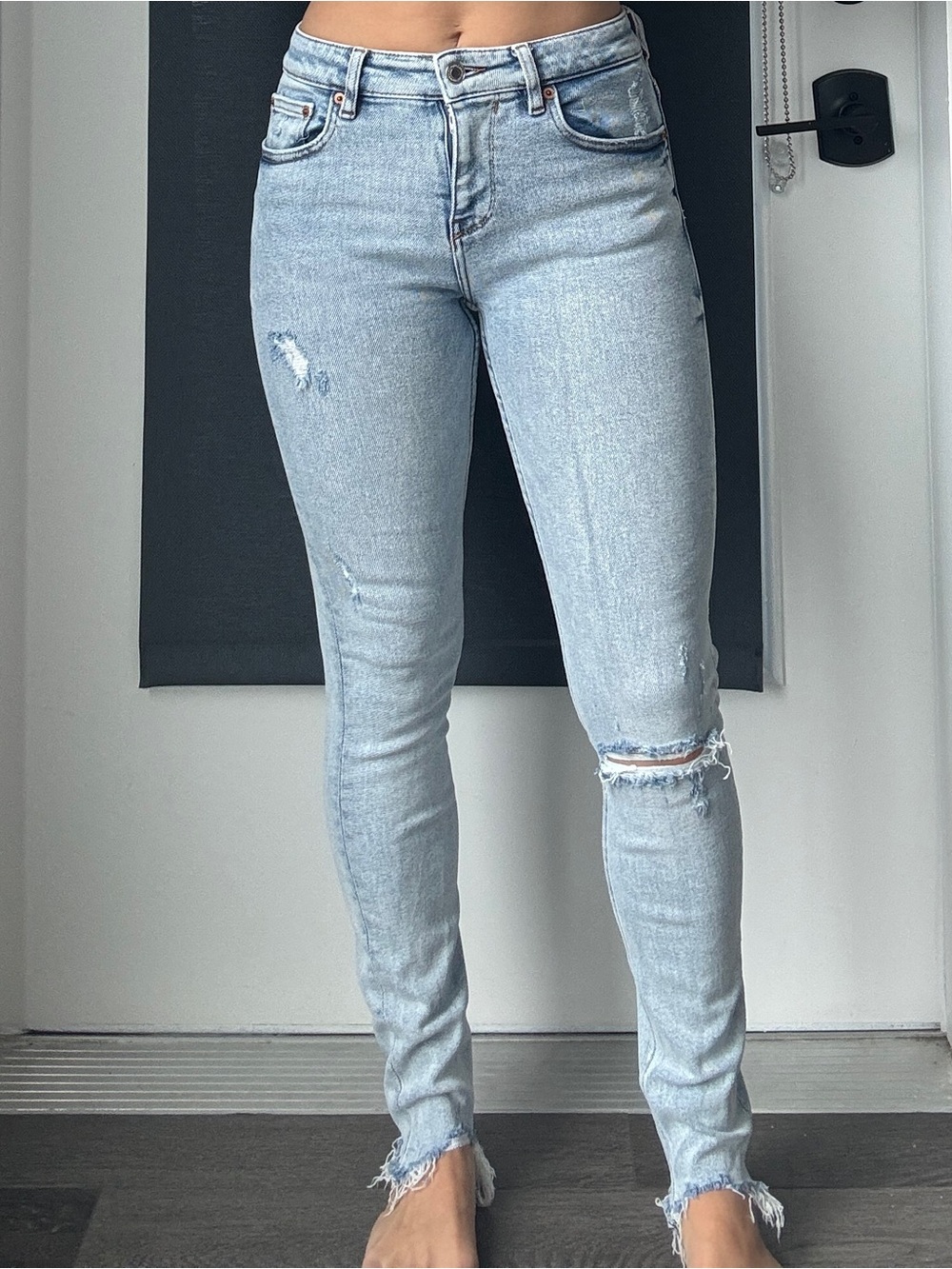Zara Light Blue Ripped Skinny Jeans